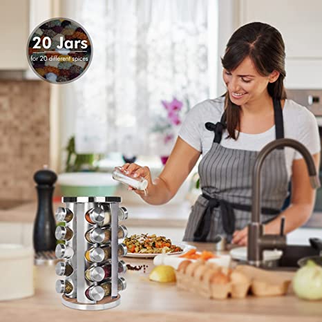1 Set Spices And Seasonings Sets Revolving Countertop Spice Rack With 6  Spice Jars Spice Tower Organizer For Countertop Or Cabinet Rotating Seasoning  Organizer Kitchen Spice Storage Rack Kitchen Accessaries Chrismas Halloween