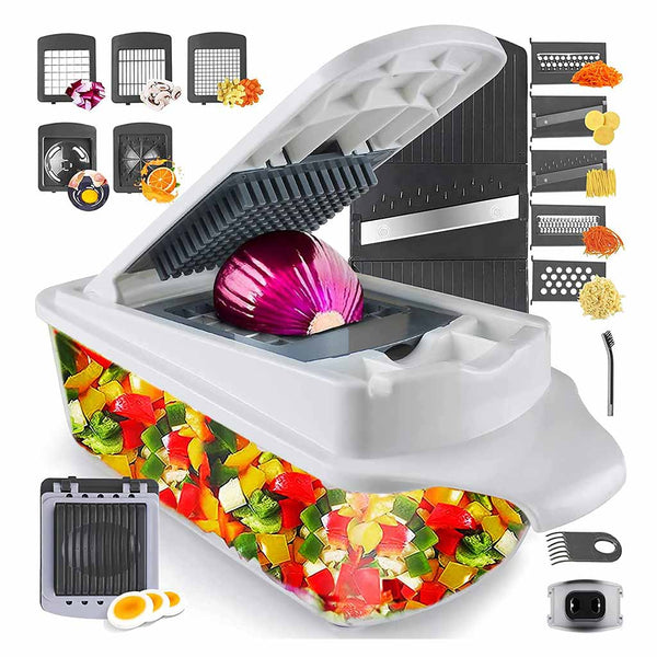 1 Set Vegetable Chopper Multifunctional Fruit Slicer Handle Food Grater Vegetable  Slicer Cutter With Container Onion Mincer Chopper With Multiple  Interchangeable Blades Household Potato Shredder Kitchen Gadgets Chrismas  Halloween Gifts - Home
