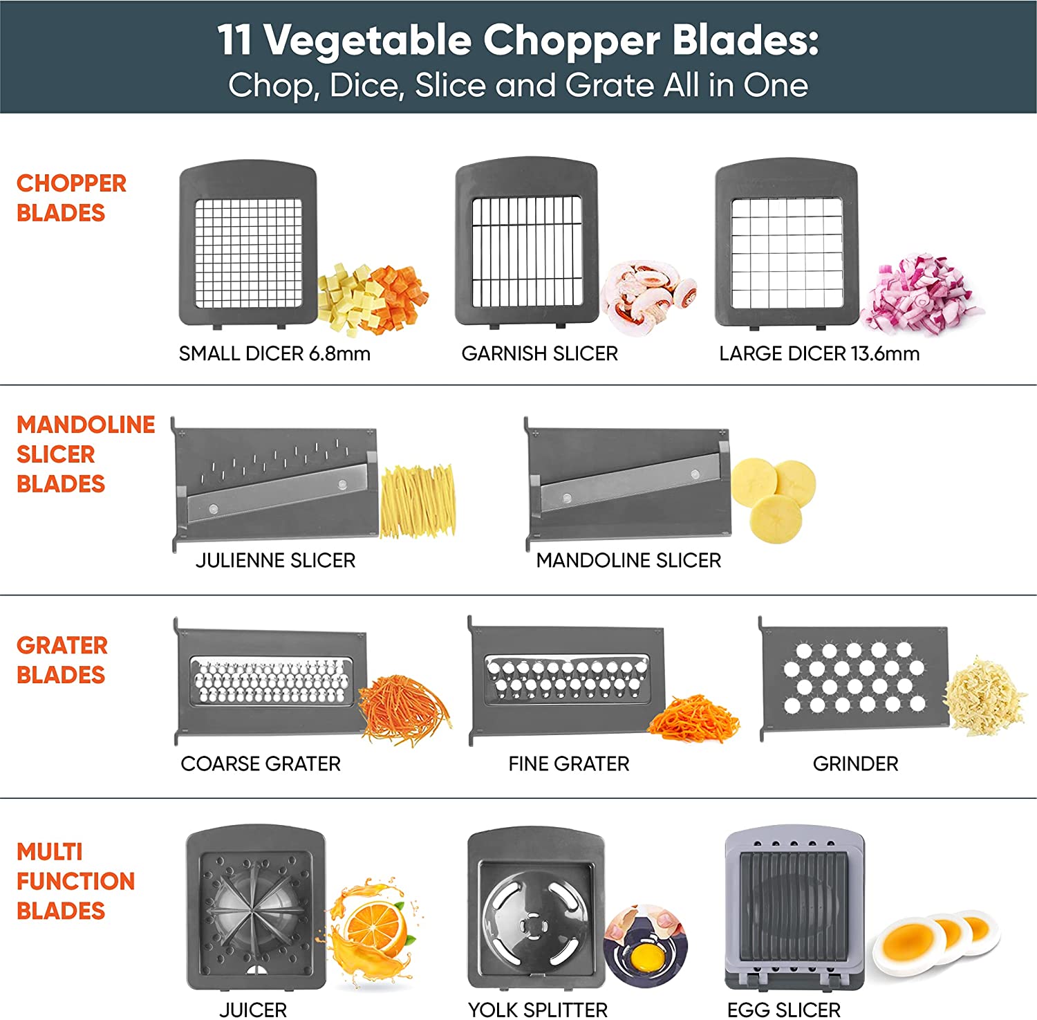 Mandolin Slicer - Newest Design Vegetable Chopper, 11 In 1