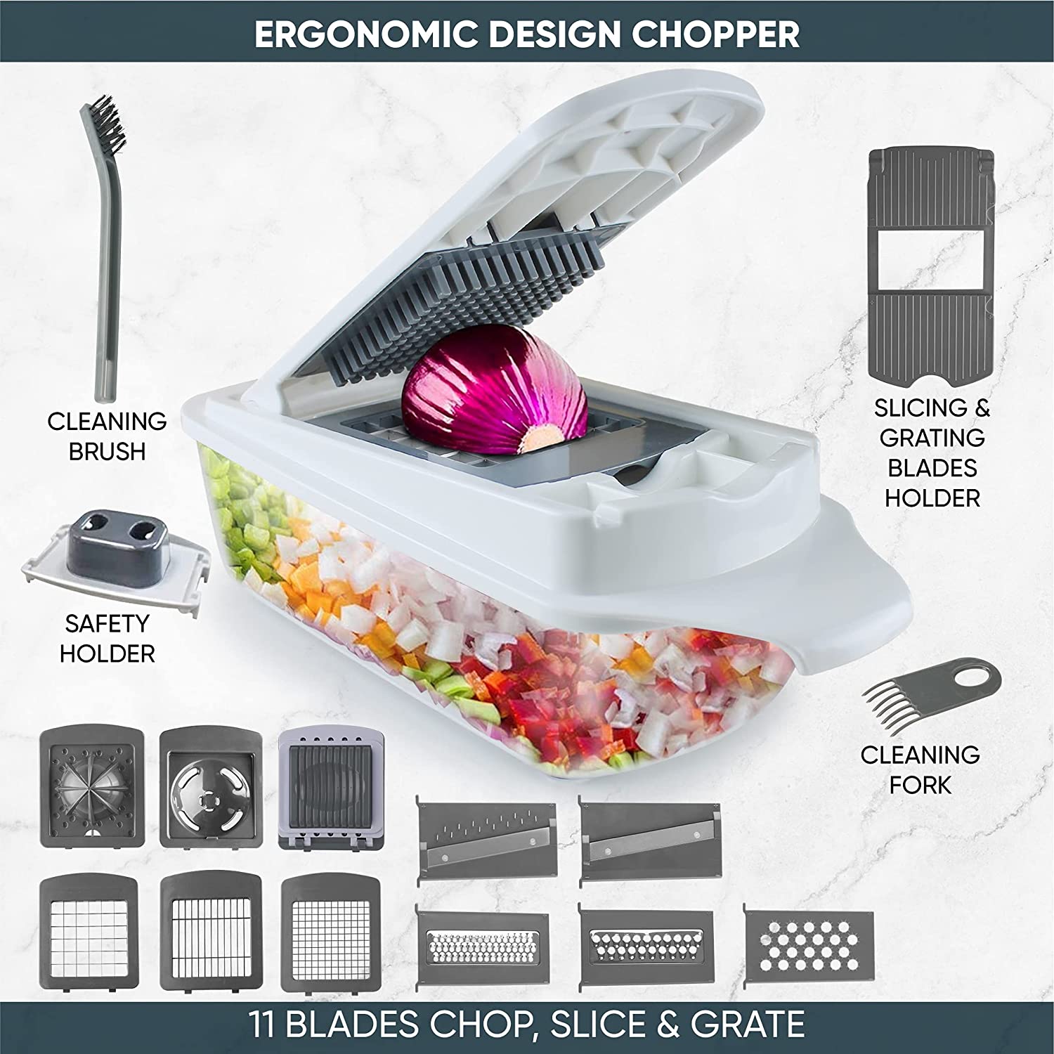 Fullstar Pro Vegetable Chopper - Slice, Dice, and Spiralize with Ease