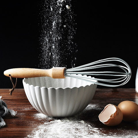 Wood Handle Silicone Kitchen Whisk