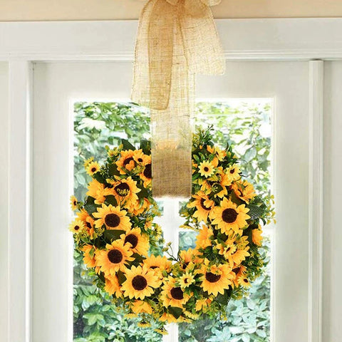 Artificial Sunflower Summer Wreath