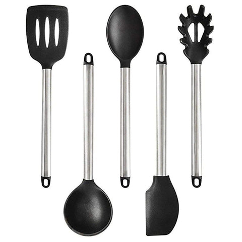 Heat Resistant Silicone Utensil Set with Stainless Steel HandleClorah
