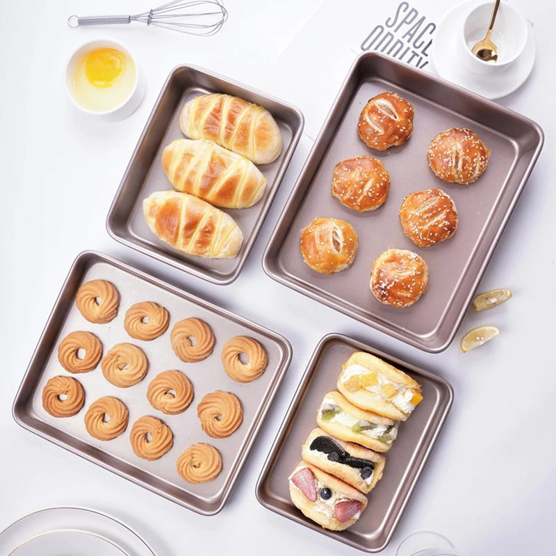 Rectangular Bread Pan Golden Non Stick Carbon Steel Loaf Cake Deep Bakeware Mold Pastry Biscuits Tray DIY Baking Supplies