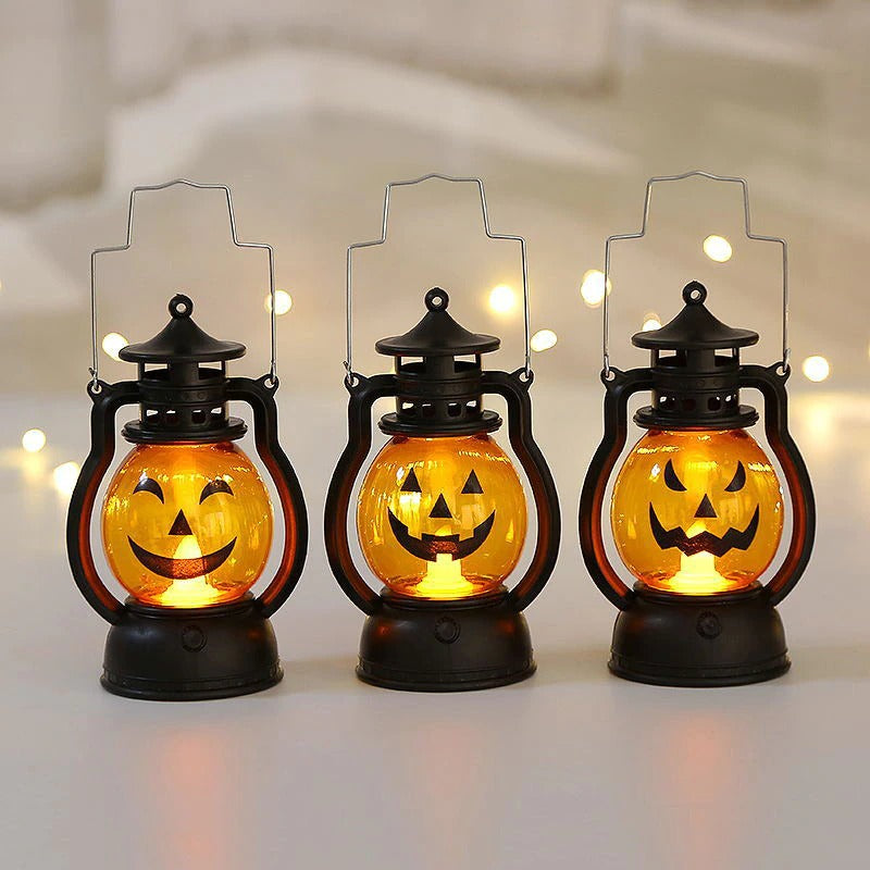Pumpkin Skull LED Pony Lantern Halloween Decoration Prop Creative Holiday Bar Party Light LED Oil Lamp Prop