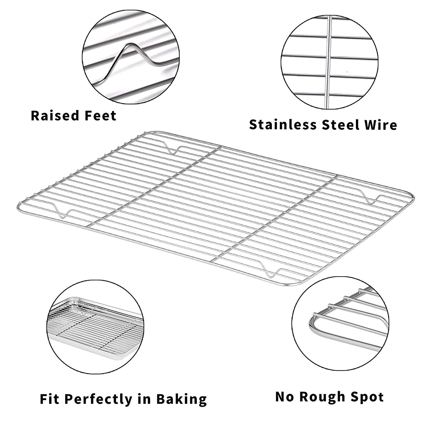Velaze Baking Tray with Rack Set of 8(4 Racks),Cookie Baking Pans Stainless Steel Bakeware with Cooling Rack Set,Dishwasher Safe