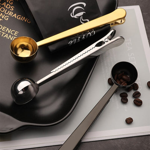 Stainless Steel  Coffee Scoop with Clip