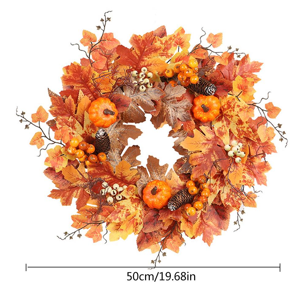 Artificial Maple Leaves Fall Pumpkin Wreath