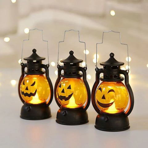 Pumpkin Skull LED Pony Lantern Halloween Decoration Prop Creative Holiday Bar Party Light LED Oil Lamp Prop