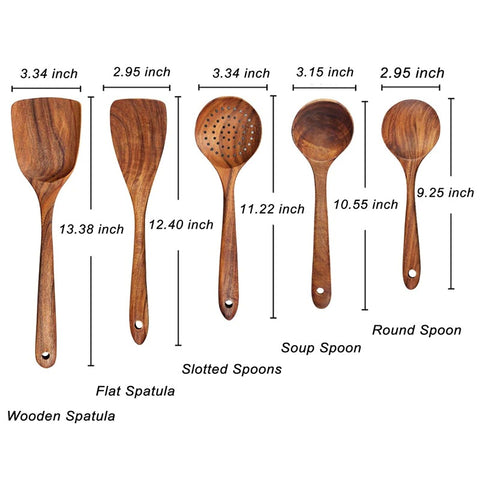 5 Piece Reusable Wooden Spoons
