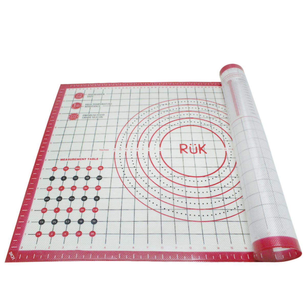 Silicone Pastry Mat with Measurements Red 