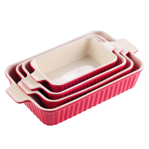 MALACASA 4-Piece Table Baking Dish Plate Set with Ceramic Handle Oven to Ideal for Lasagne/Pie/Casserole/Tapas(9"/11"/12"/13.3")