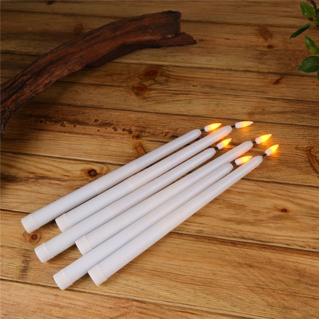 6/12/24 Pieces Plastic Flickering Flameless LED Taper Candles with Bullet flame,28 cm Yellow Amber Battery Christmas Candles