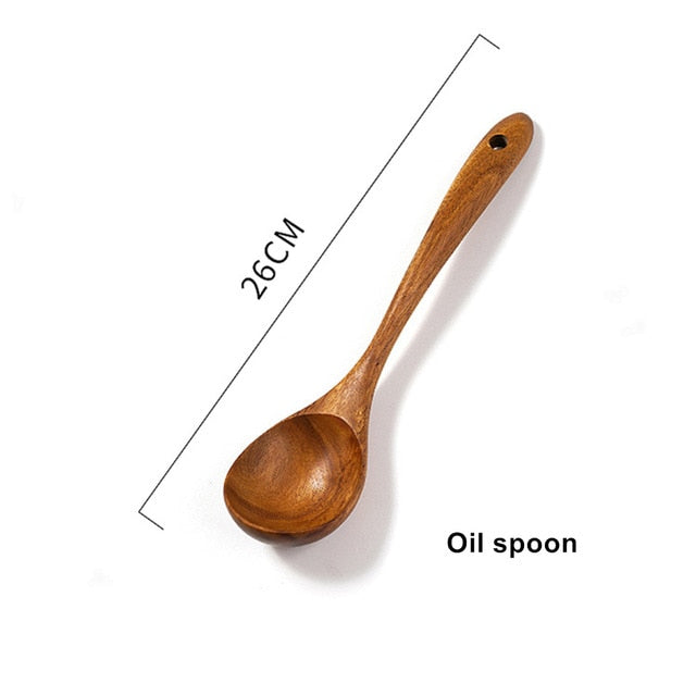 1~7PCS Thailand Teak Natural Wood Tableware Spoon Ladle Turner