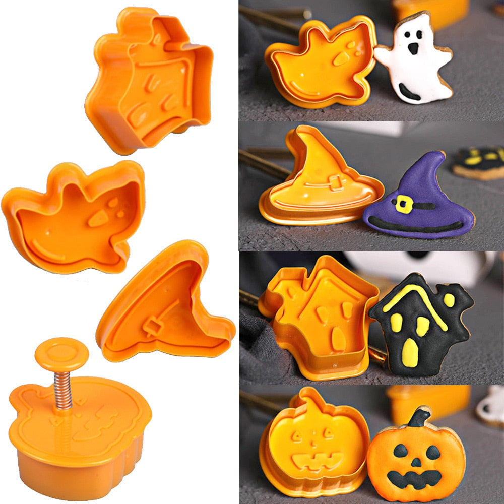4pcs Halloween Pumpkin Ghost Cookie CutterClorah