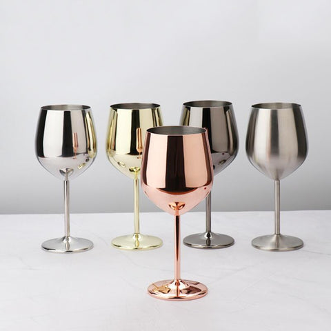 304 Stainless Steel Red Wine Glass Silver Rose Gold Goblets Juice Drink Champagne Goblet Party Barware Kitchen Tools 500ML