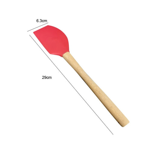 High Temperature Resistant Silicone Spatula with Wooden Handle