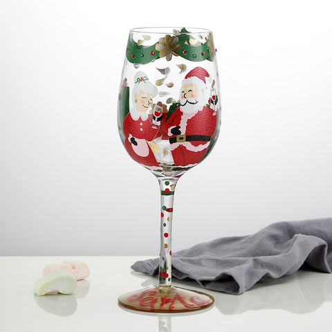 Limited Christmas Gift Wine Glasses Artificial Hand-Painted  Santa Claus Unicorn Cup Painted Glass Crystal Wine Glass Goblet