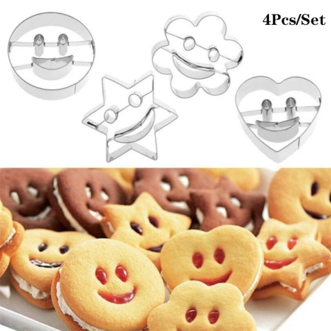 4pcs/set Cookie Cutter Molds Aluminum DIY Star Heart Biscuit Molds Fondant Pastry Decorating Baking Kitchen Tools