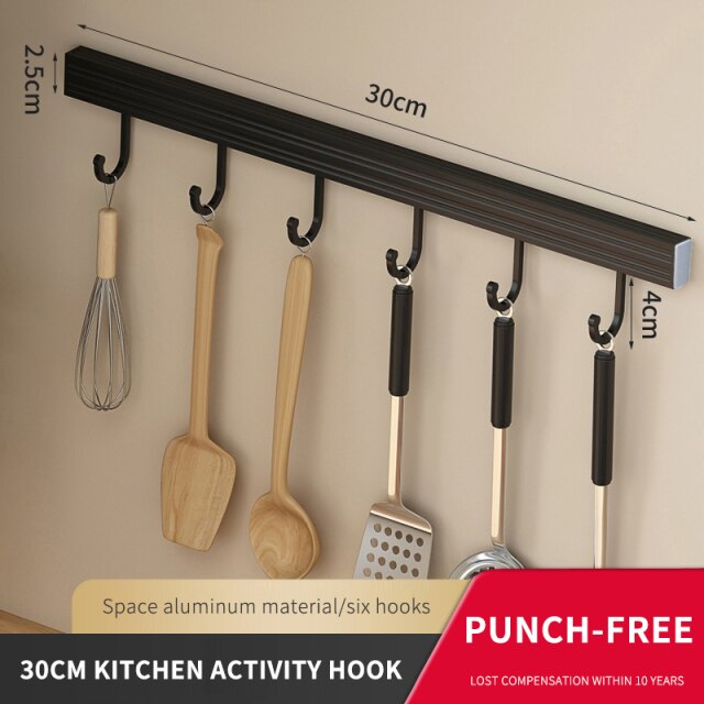 Punch-free Black Wall-mounted Kitchen Rack – Clorah