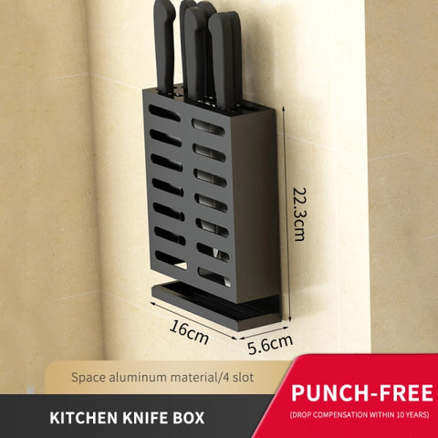 Punch-free Black Wall-mounted Kitchen Rack