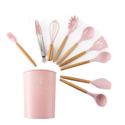 Silicone Pink Kitchenware Kitchen Cooking Utensils Set