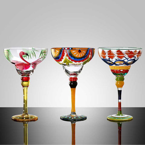 270ml Creative Margarita Wine Glasses Handmade Colorful Cocktail Glass Goblet Cup Lead-free Home Bar Wedding Party Drinkware
