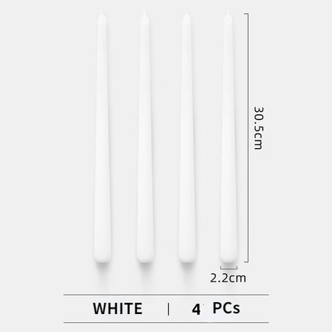 12" 4pc Unsented Taper Candles Colored Long Stick Candle  Smokeless Home Nordic Decor Wedding Centerpiece Birthday Candle