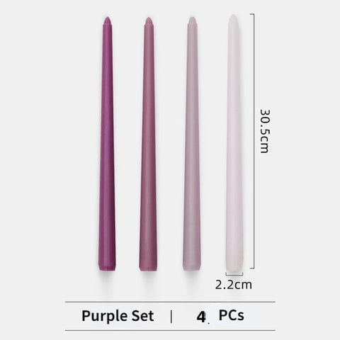 12" 4pc Unsented Taper Candles Colored Long Stick Candle  Smokeless Home Nordic Decor Wedding Centerpiece Birthday Candle
