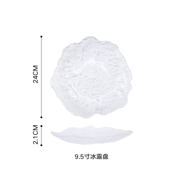 Nordic Glass Plates Frozen Dew Japanese Sushi Platter Dessert Snack Plate Trinket Dish Teacup Mat Pad