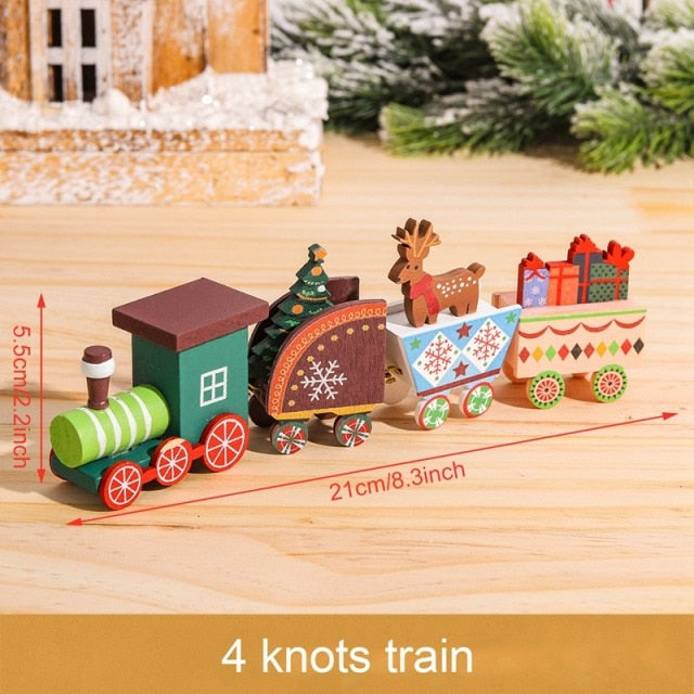 Merry Christmas Wooden Train Ornament Christmas Decoration For Home Santa Claus Gift Natal Navidad Noel 2022 New Year Xmas Decor