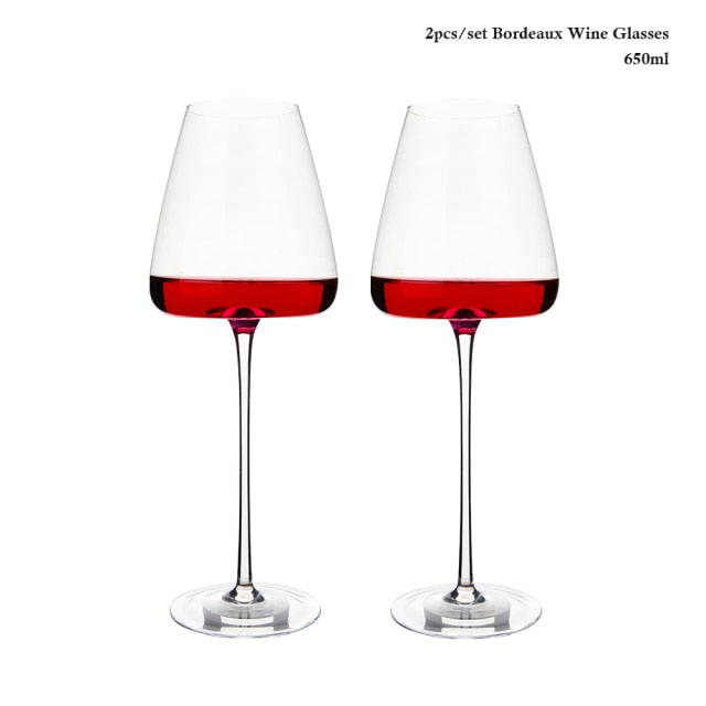 2pcs Goblet Wine Glass 650ml Kitchen Utensils Crystal Water Champagne Glasses Bordeaux Wedding Party Birthday Gift Lead-Free