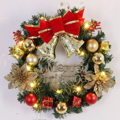 30/40cm Christmas Wreath With Bow Christmas Decoration Door Hanging Rattan Ornament Garland Xmas Decorations For Home
