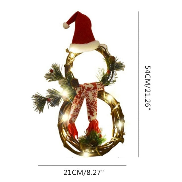 30/40cm Christmas Wreath With Bow Christmas Decoration Door Hanging Rattan Ornament Garland Xmas Decorations For Home