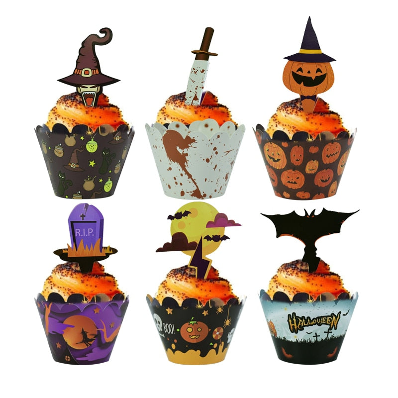 24Pcs Halloween Decoration Cupcake WrapperClorah