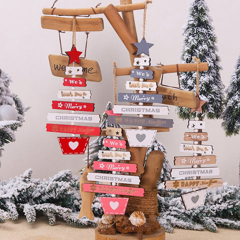 Wooden Christmas Painted Pendant Home Decoration 2021 Christmas Tree Wooden Ornaments Pendant Toys New Year's Eve Decoration