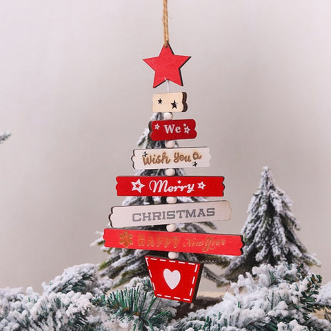 Wooden Christmas Painted Pendant Home Decoration 2021 Christmas Tree Wooden Ornaments Pendant Toys New Year's Eve Decoration