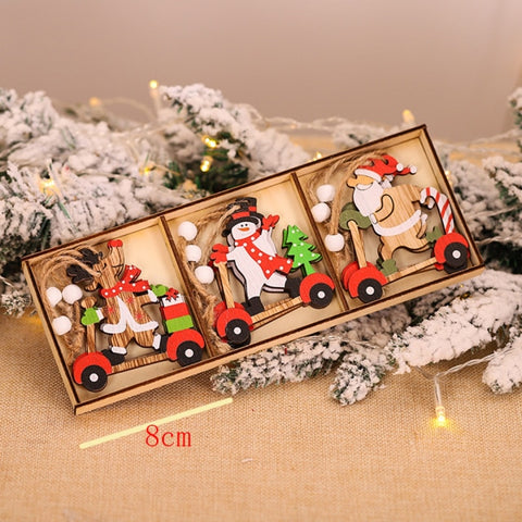 Wooden Christmas Painted Pendant Home Decoration 2021 Christmas Tree Wooden Ornaments Pendant Toys New Year's Eve Decoration