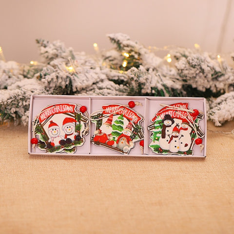 Wooden Christmas Painted Pendant Home Decoration 2021 Christmas Tree Wooden Ornaments Pendant Toys New Year's Eve Decoration