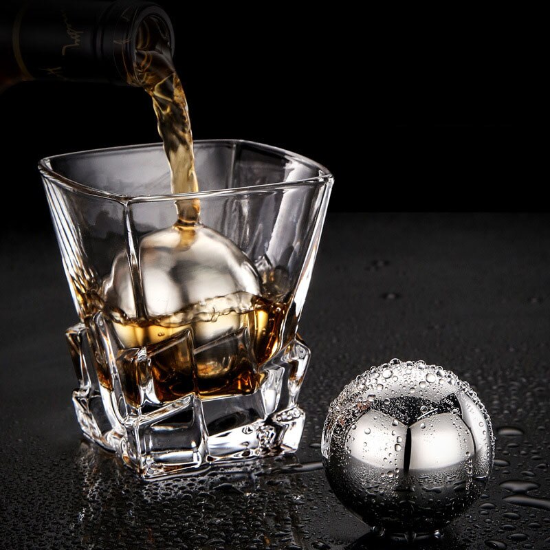 2PCS 304 Stainless Steel Round Whiskey Ice Cubes