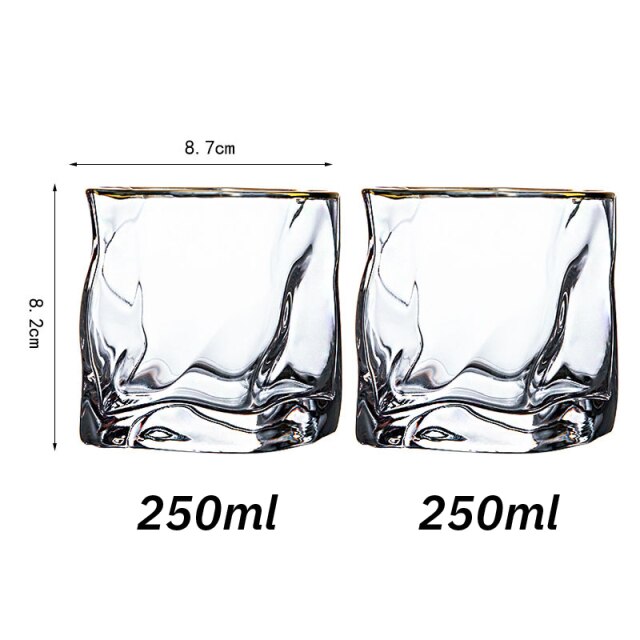 2PCS Wine Glass Irregular Creative Transparent Crystal Beer Whiskey Brandy Vodka Cup Drinkware Bar Gifts Drinking Glasses