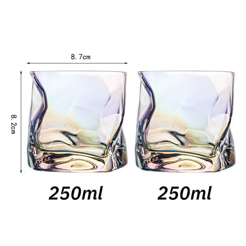 2PCS Wine Glass Irregular Creative Transparent Crystal Beer Whiskey Brandy Vodka Cup Drinkware Bar Gifts Drinking Glasses