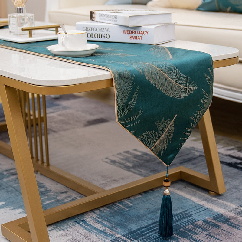 Luxury Polyester Jacquard Coffee Tablecloth