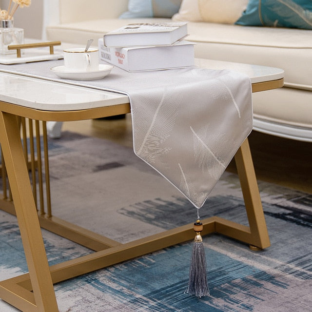 Luxury Polyester Jacquard Coffee Tablecloth