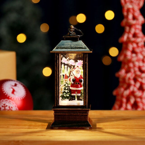 Christmas Decorations Santa Claus Glowing Phone Booth Small Oil Lamp Wind Lantern Gift Bar Desktop Decoration Party Supplies